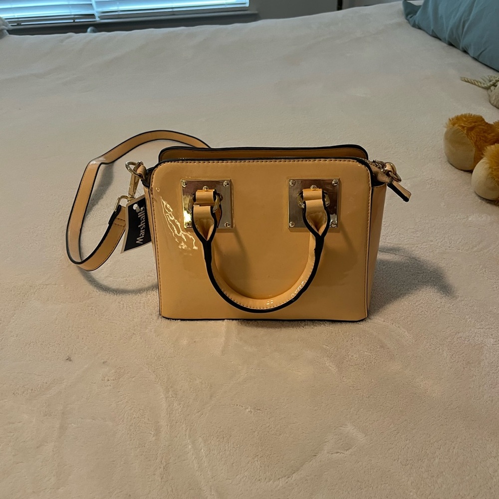 Glossy Tan Handbag